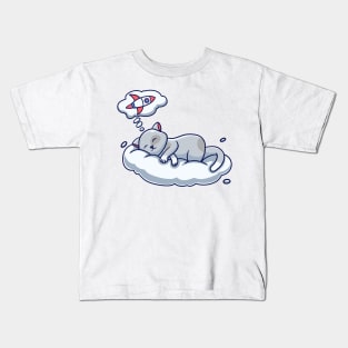 Cat Sleeping On The Cloud Kids T-Shirt